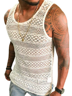 Men's Full Size Openwork Round Neck Tank Plus Size