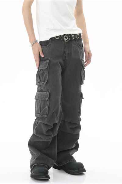 Men's Multi-Pocket Pleated Cargo Jeans