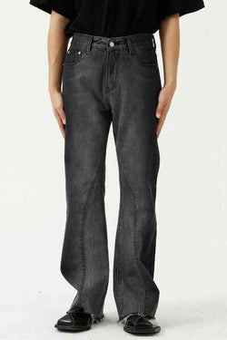 Frayed Hem Jeans with Pockets