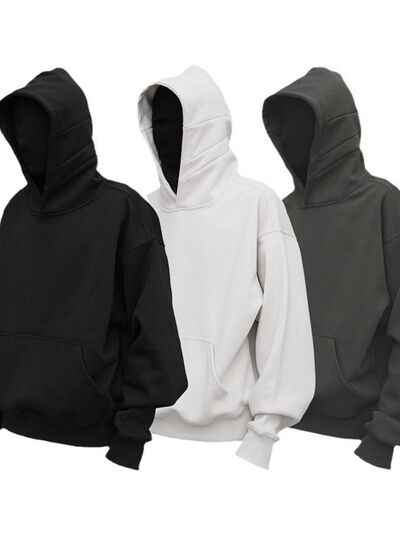 Men's Drop Shoulder Long Sleeve Hoodie with Pocket