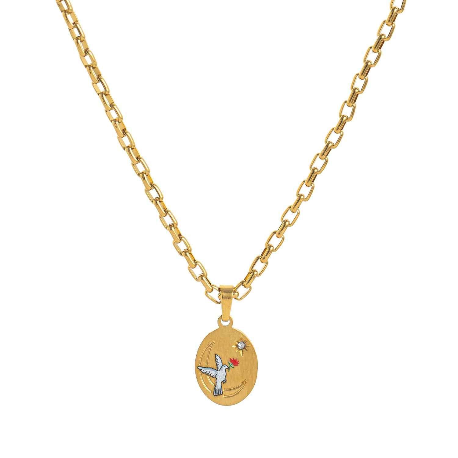 18K Gold Inlaid Zirconia Necklace With Personality Trait Design