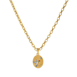 18K Gold Inlaid Zirconia Necklace With Personality Trait Design