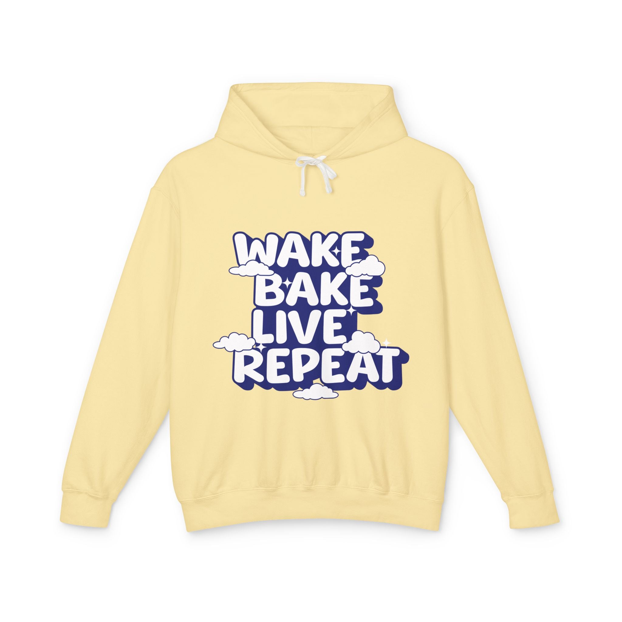 WAKE BAKE LIVE REPEAT - Unisex Lightweight Hooded Sweatshirt