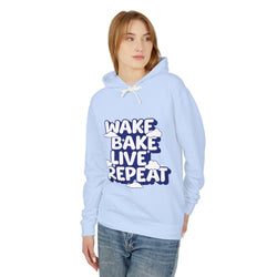 WAKE BAKE LIVE REPEAT - Unisex Lightweight Hooded Sweatshirt