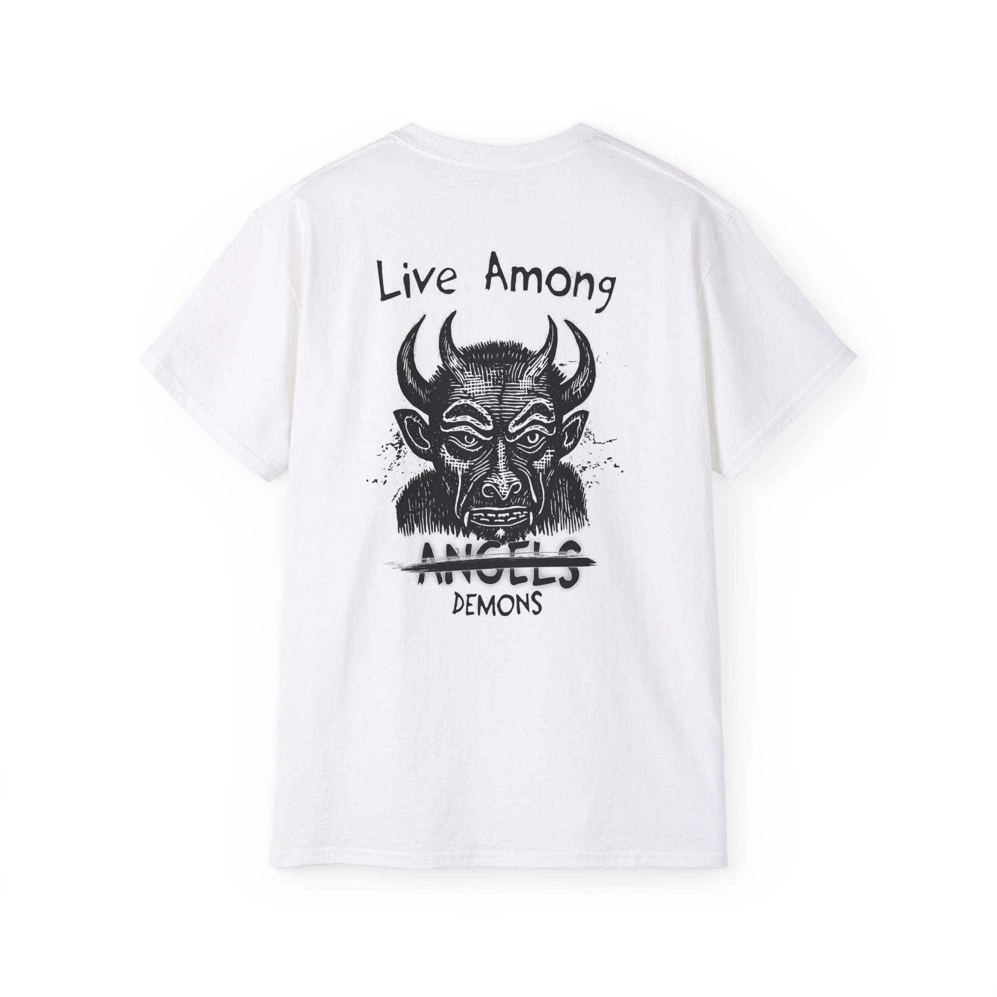 Live Among Demons - Unisex Cotton Tee (Back)