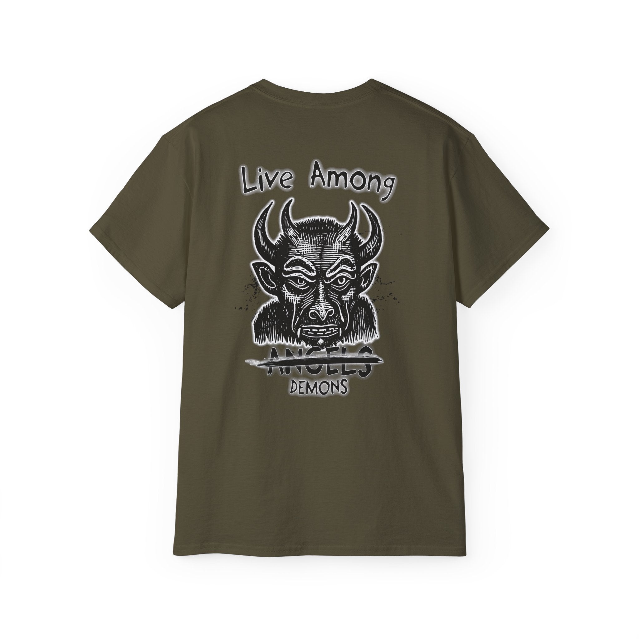 Live Among Demons - Unisex Cotton Tee (Back)