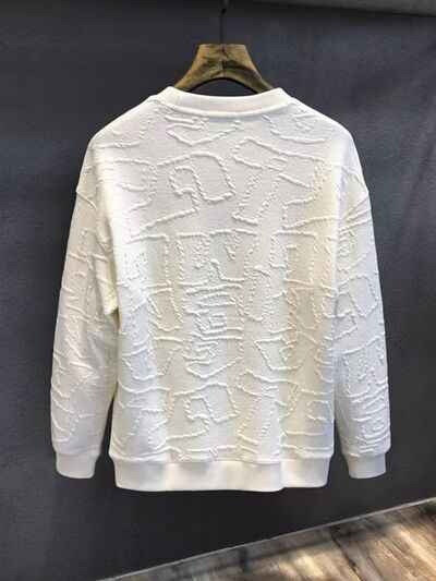 Men's  Plus Size Textured Round Neck Long Sleeve Sweatshirt