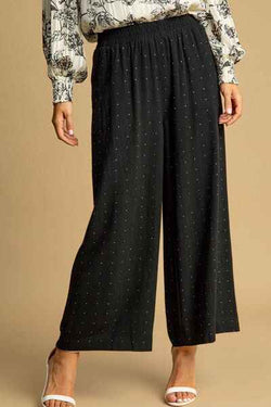 Umgee Full Size High Waisted Embellished Linen Pants Plus Size