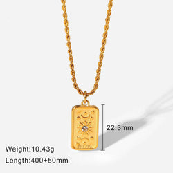 18K  Gold & Zirconia Sun & Star Pendant Necklace