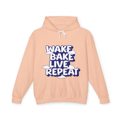 WAKE BAKE LIVE REPEAT - Unisex Lightweight Hooded Sweatshirt