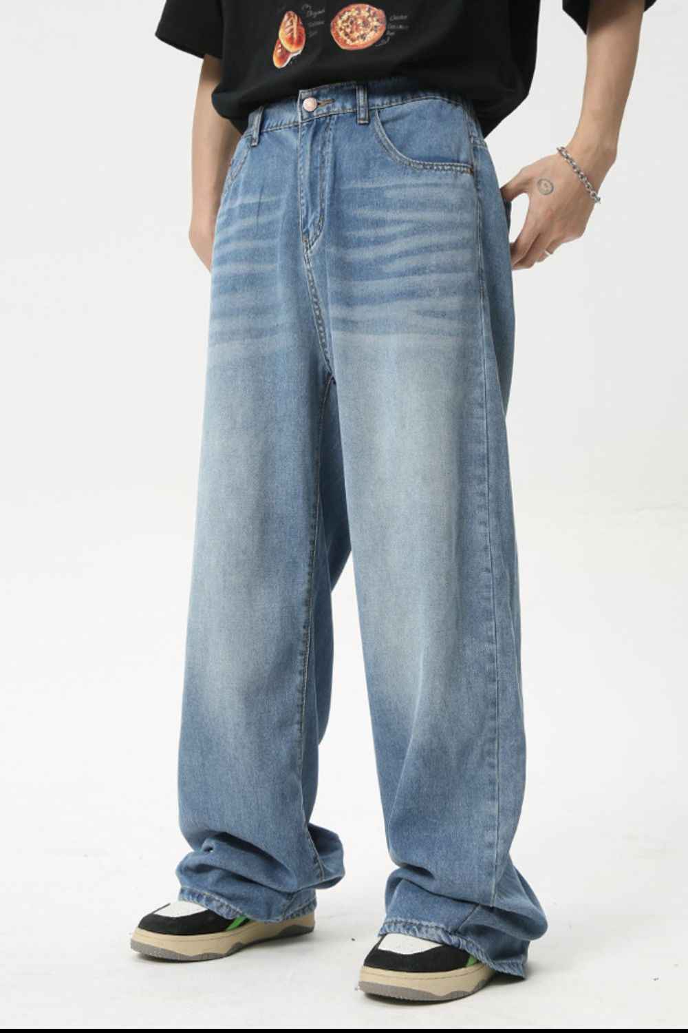 Men's Washed Straight Jeans