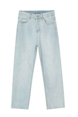 Washed Straight-Leg Slim Jeans