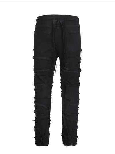 Men's Washed Distressed Panelled Jeans