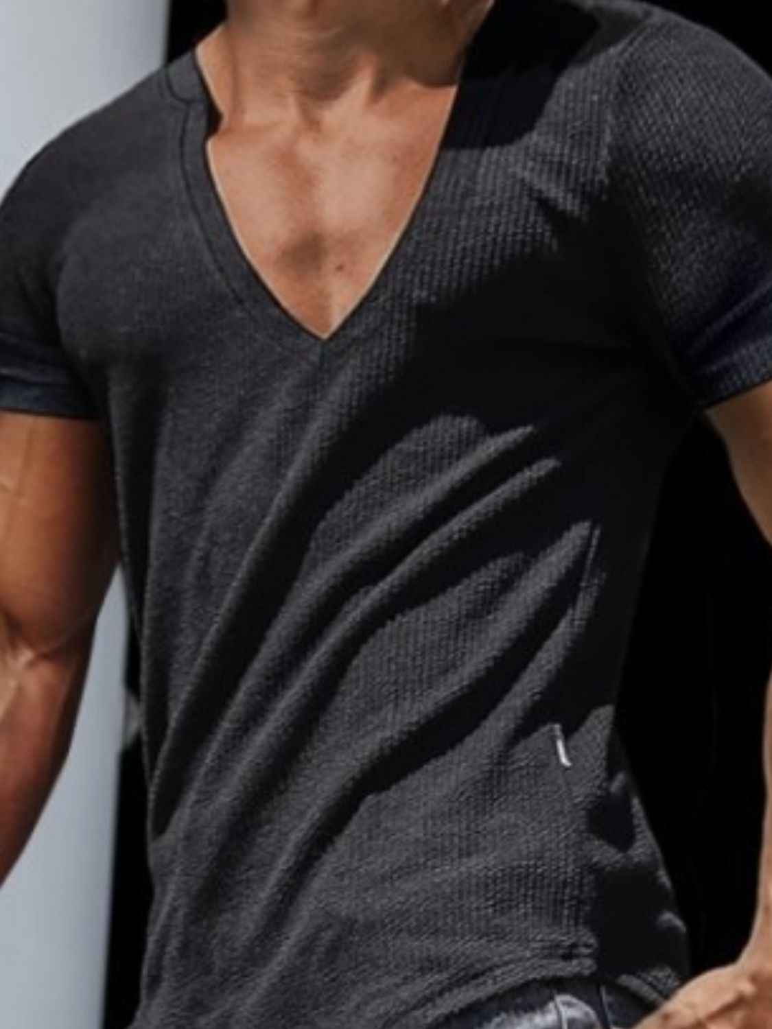 Men's Full Size Notched Short Sleeve T-Shirt Plus Size