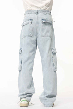 Men's Washed Straight Cargo Jeans