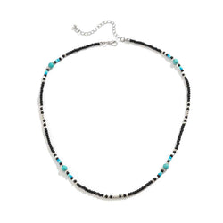 Turquoise & Black Bohemian Bead Design Necklace