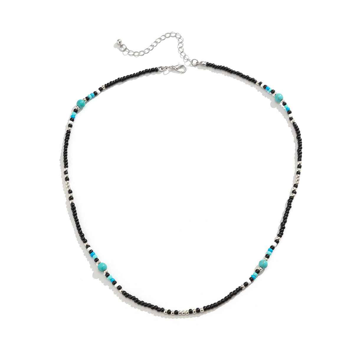 Turquoise & Black Bohemian Bead Design Necklace