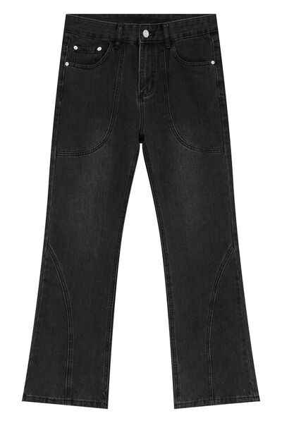 Straight-Leg Jeans with Stitch Detail