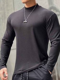 Men's Mock Neck Long Sleeve T-Shirt