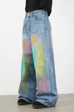 Men's Contrast Wide Leg Jeans