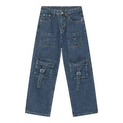 Mid Rise Men's Jeans with Cargo Pockets