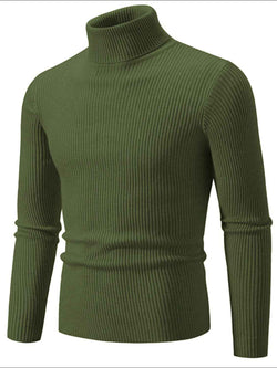 Men's Turtleneck Long Sleeve Ribbed Sweater