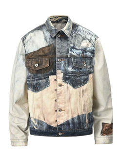 Men's Lace Up Back Button Up Denim Jacket