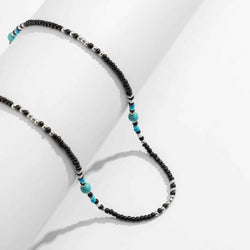 Turquoise & Black Bohemian Bead Design Necklace