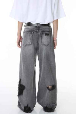 Distressed Wide Leg Jeans with Pockets