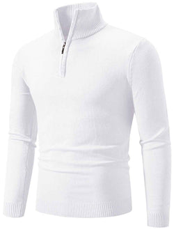 Men's Plus Size Quarter Zip Long Sleeve Knit Top