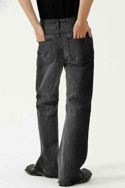 Frayed Hem Jeans with Pockets