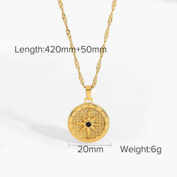 18K Gold Moon And Star Inlaid Gemstone Necklace