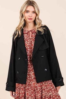 Mittoshop Double Breasted Long Sleeve Trench Coat Jacket