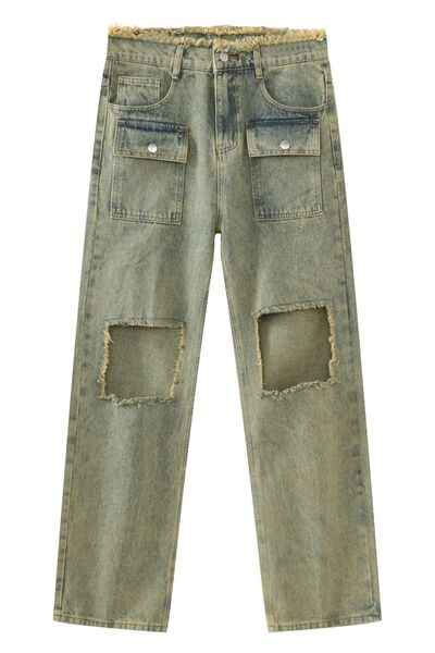 Raw Hem Distressed Jeans