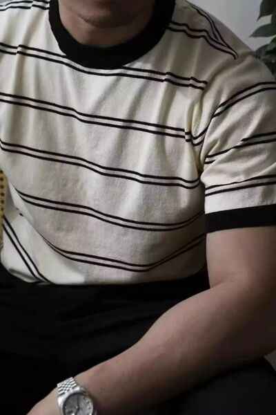 Men's Plus Size Round Neck Striped T-Shirt