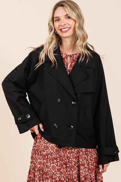 Mittoshop Double Breasted Long Sleeve Trench Coat Jacket