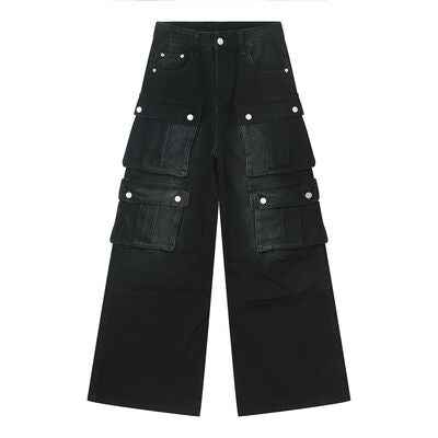 Multi-Pocket Cargo Wide-Leg Jeans