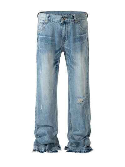 Men's Distressed Raw Hem Jeans