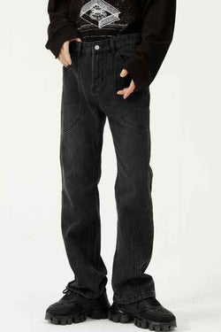 Straight-Leg Jeans with Stitch Detail