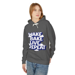 WAKE BAKE LIVE REPEAT - Unisex Lightweight Hooded Sweatshirt