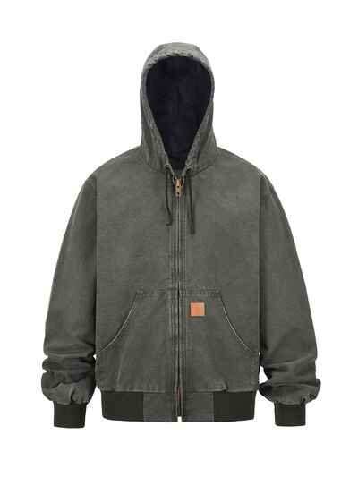 Men's Zip Up Washed Hooded Jacket