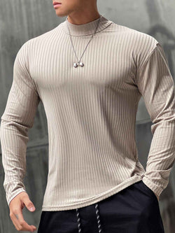 Men's Mock Neck Long Sleeve T-Shirt