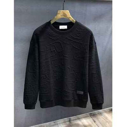 Men's  Plus Size Textured Round Neck Long Sleeve Sweatshirt