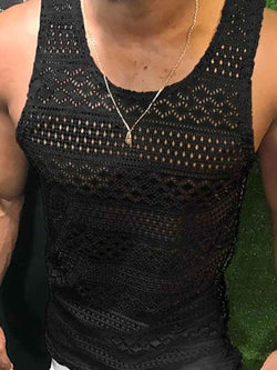 Men's Full Size Openwork Round Neck Tank Plus Size