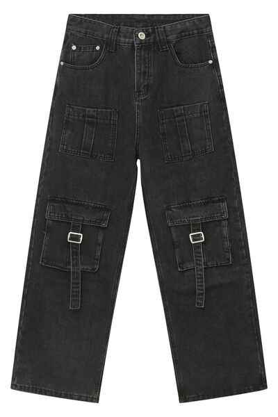 Mid Rise Men's Jeans with Cargo Pockets