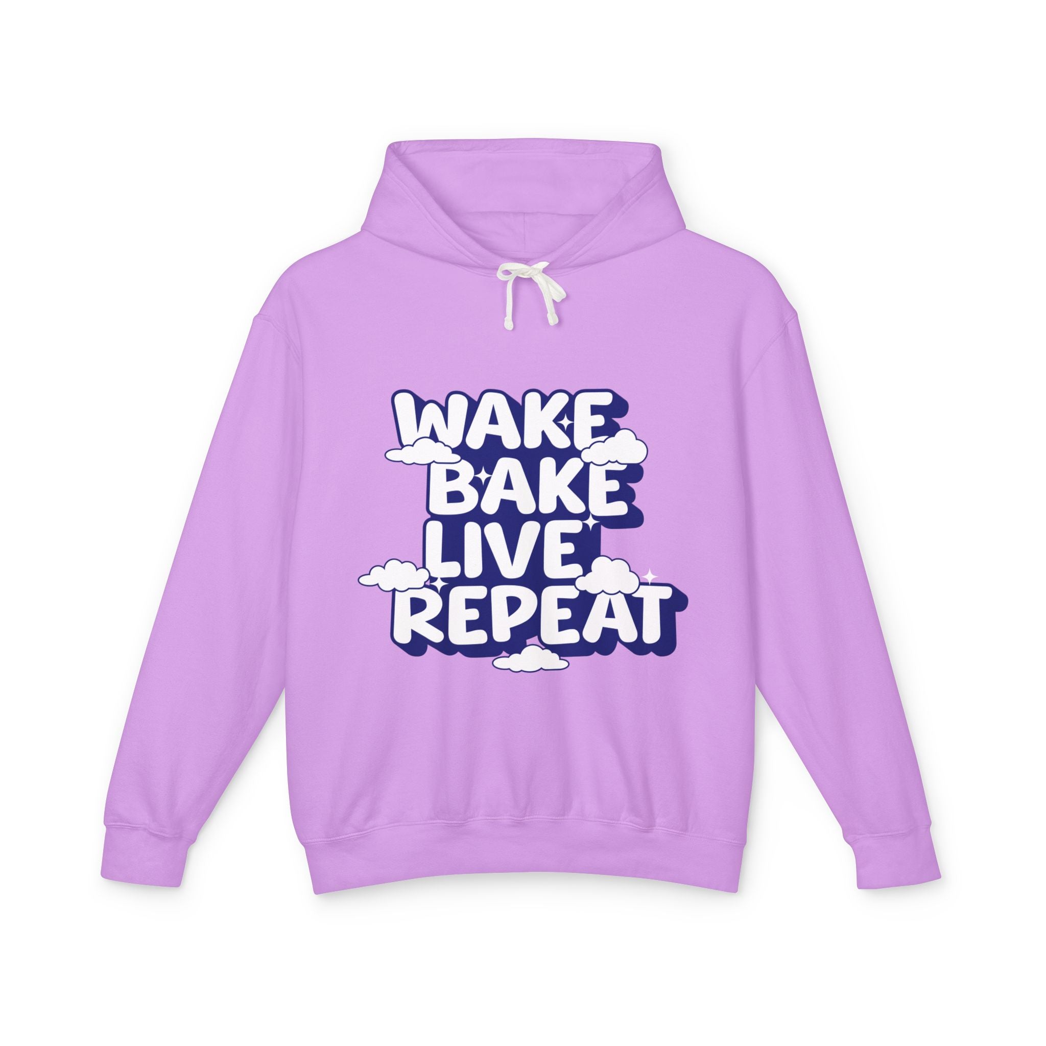 WAKE BAKE LIVE REPEAT - Unisex Lightweight Hooded Sweatshirt