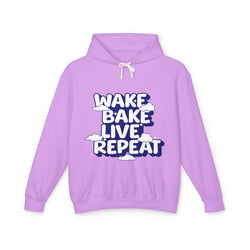 WAKE BAKE LIVE REPEAT - Unisex Lightweight Hooded Sweatshirt