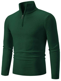 Men's Plus Size Quarter Zip Long Sleeve Knit Top