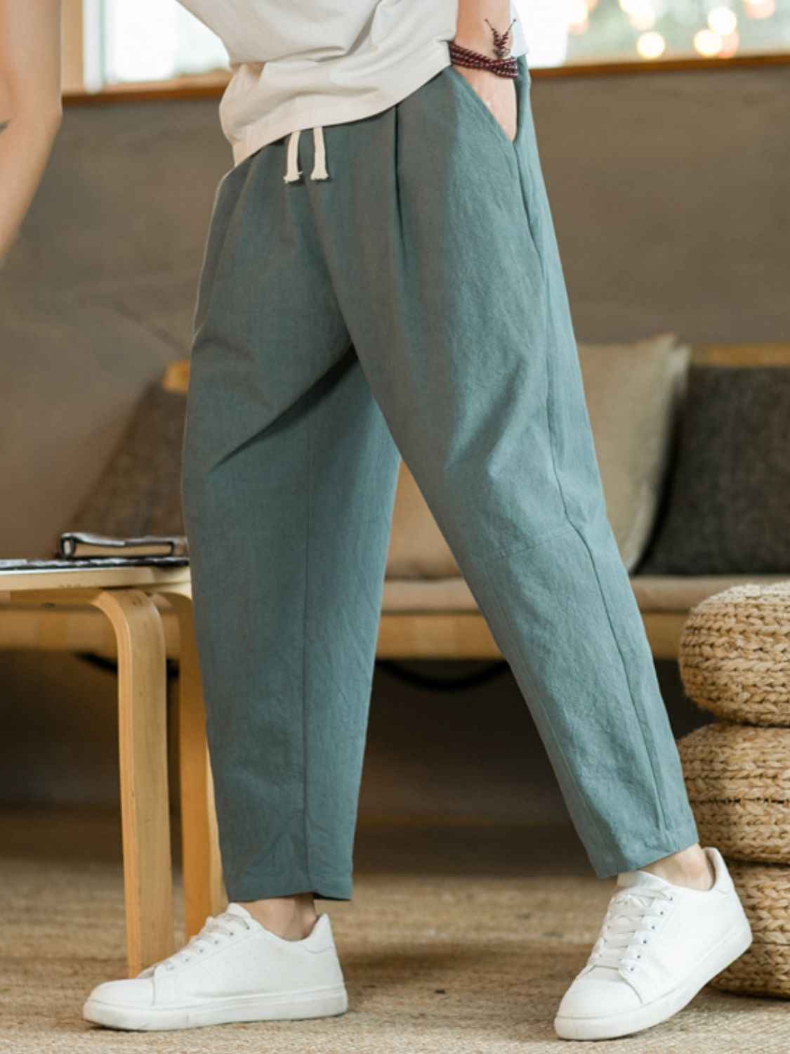 Plus Size Drawstring Pants with Pockets