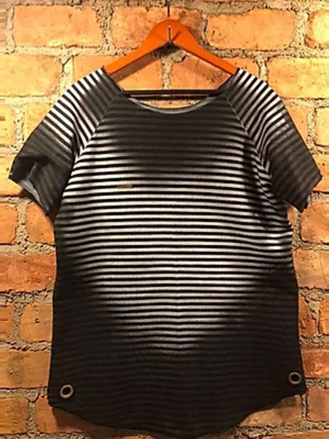 Men's Full Size Round Neck Short Sleeve Striped T-Shirt Plus Size